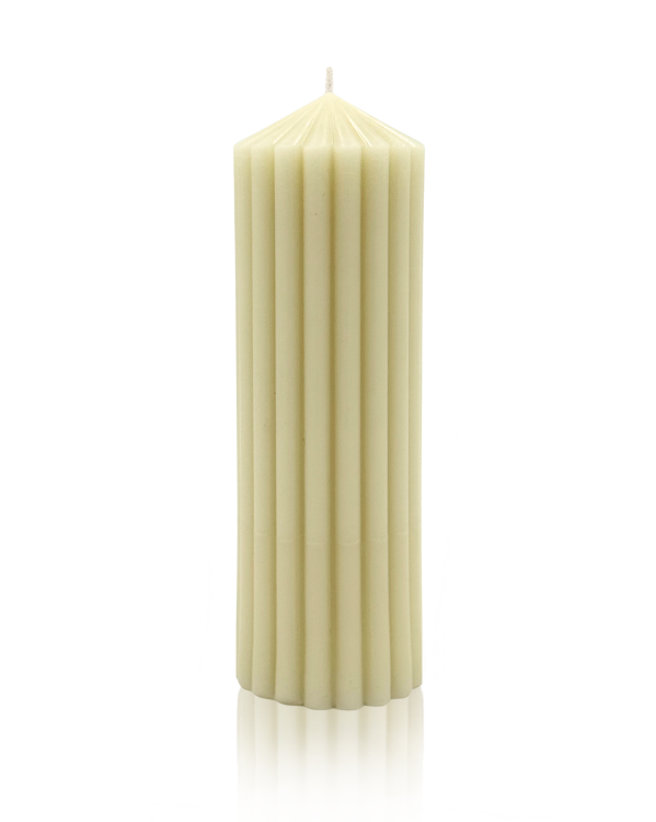 Klasyczna kolumnowa świeca IONIS Bianco 5/15 z bielonego wosku pszczelego - VOSQUE candles