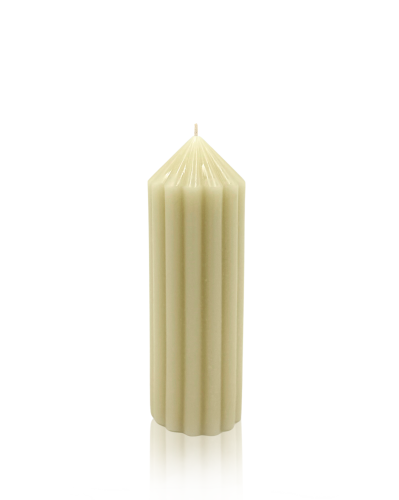 Smukła żłobiona świeca IONIS Bianco 4/12 z bielonego wosku pszczelego - VOSQUE candles
