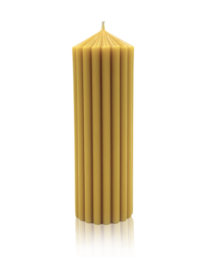 Klasyczna kolumnowa świeca IONIS D’oro 5/15 z żółtego wosku pszczelego - VOSQUE candles